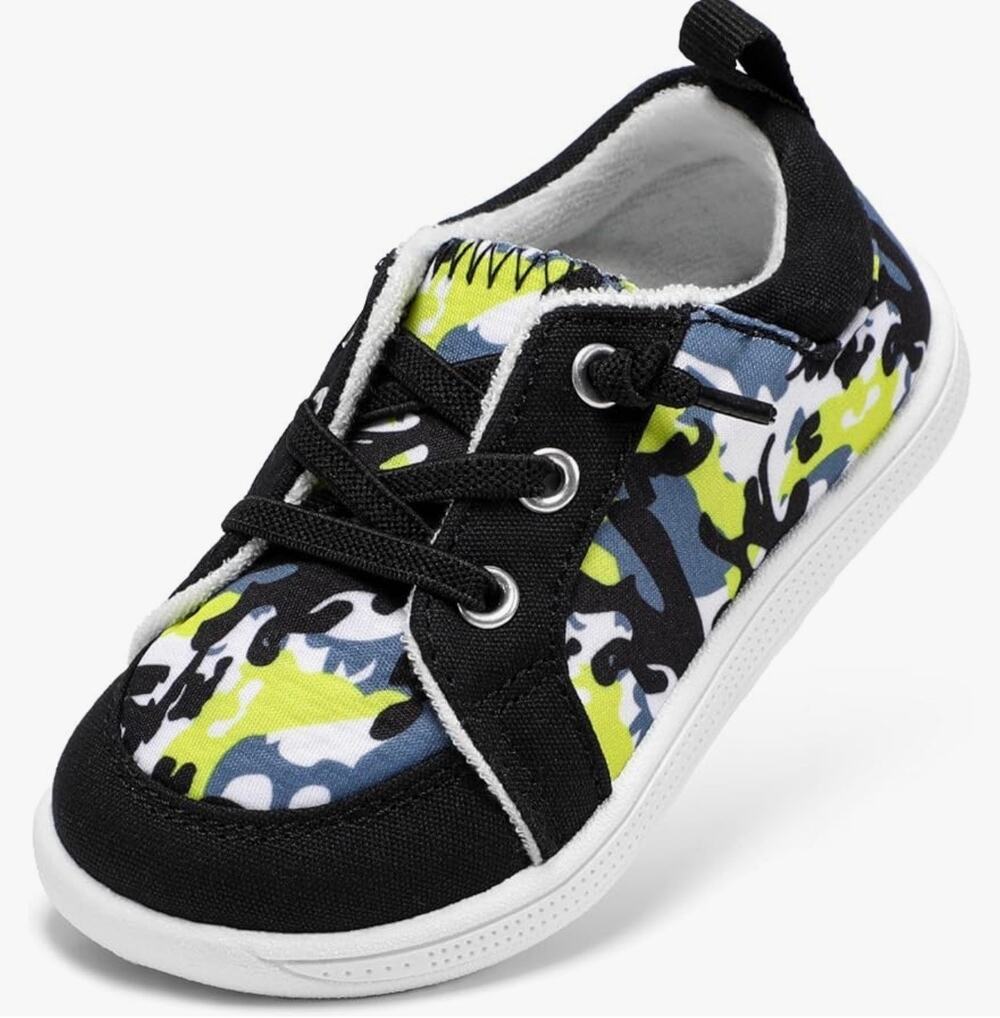 NEW STQ Camo Kids Toddler Tennis, First Walking Shoes Black/Green Size 4W Infant